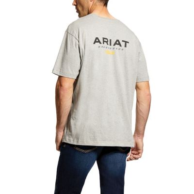 Ariat Work: Rebar Cotton Strong Logo Camisetas Hombre - Gris (MFPUC9126)